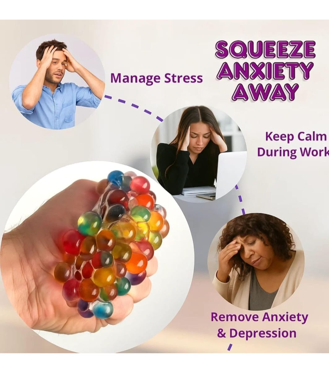 Set of 2 Colorful Bubble Ball Fidget Toy – Sensory Stress Relief Squeeze Ball for Kids & Adults