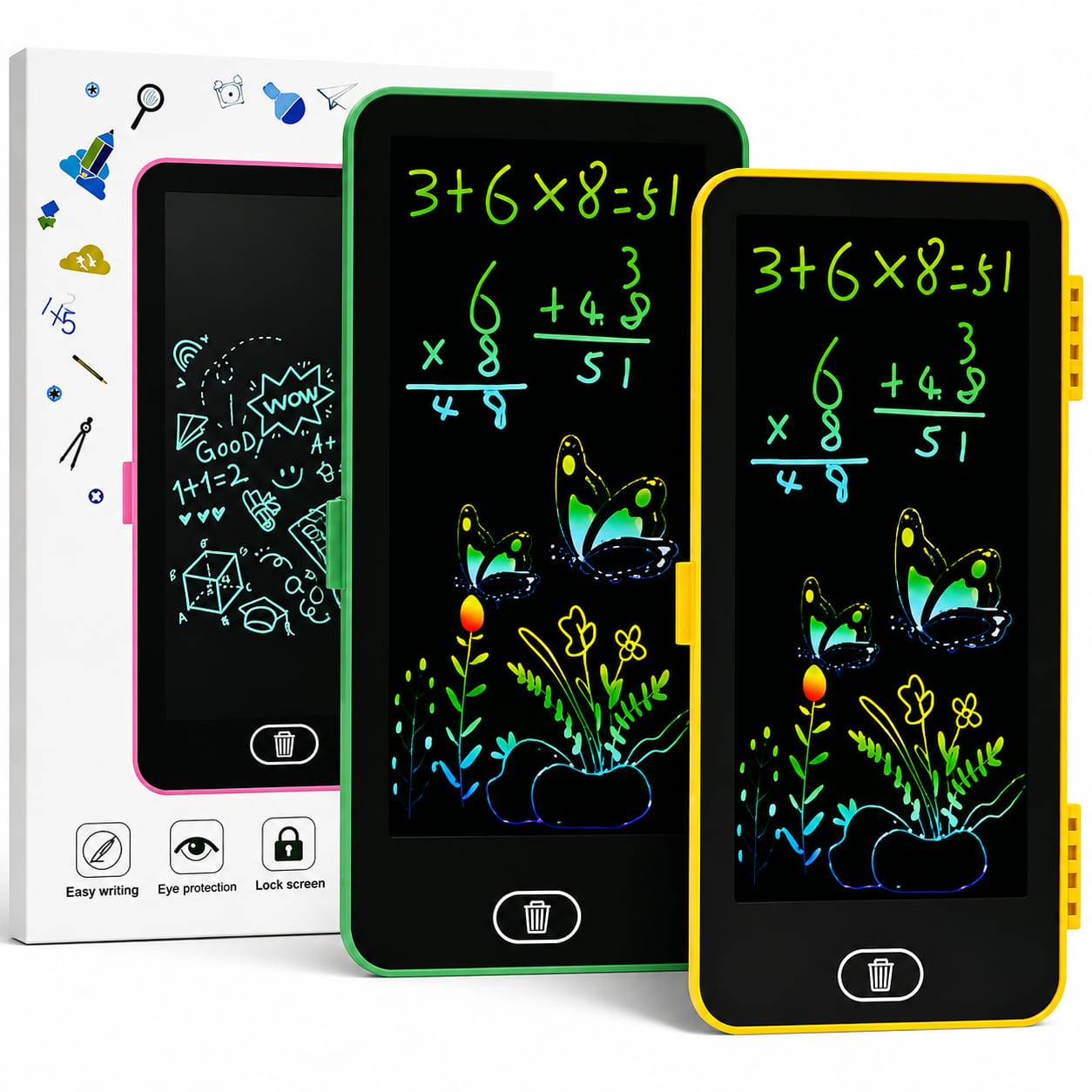 Reusable LCD Writing Tablet for Kids – 8.5 Inch Digital Drawing & Writing Pad with One-Touch Erase