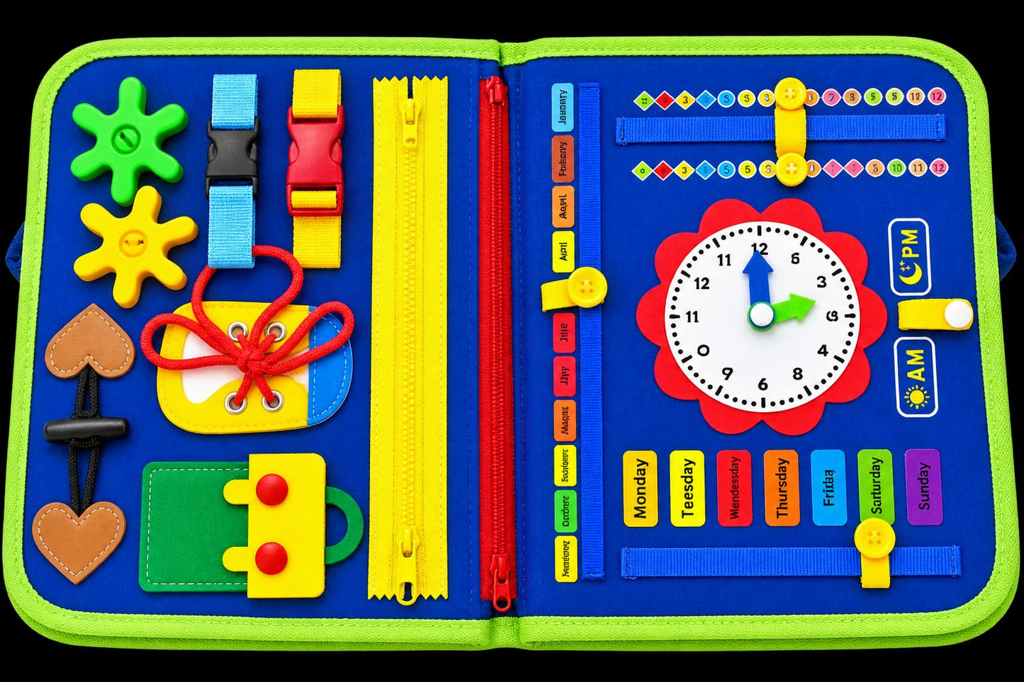 25-in-1 Montessori Busy Board for Kids | Dinosaur Activity Book | Educational Learning & Fine Motor Skills Toy