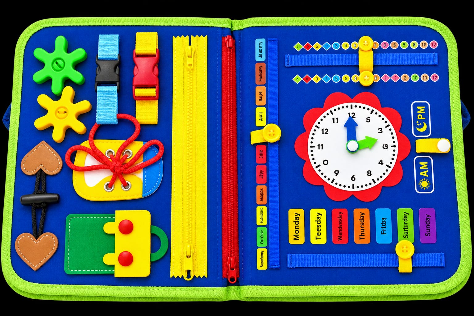 25-in-1 Montessori Busy Board for Kids | Dinosaur Activity Book | Educational Learning & Fine Motor Skills Toy