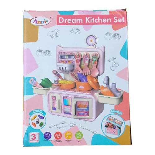 Dream Kitchen Playset Toy Pretend Play Realistic Cooking Action Modern Kitchen Set - Real Like Working Sink - Random Color As Per Stock (without Stove Small)