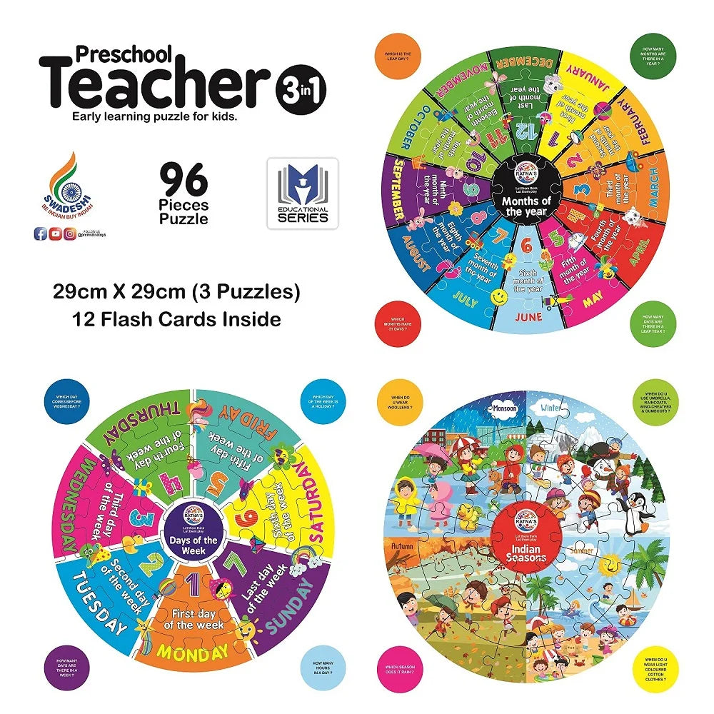 Pre School Teacher 3 in 1 Early learning puzzle for kids