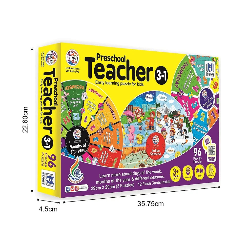 Pre School Teacher 3 in 1 Early learning puzzle for kids