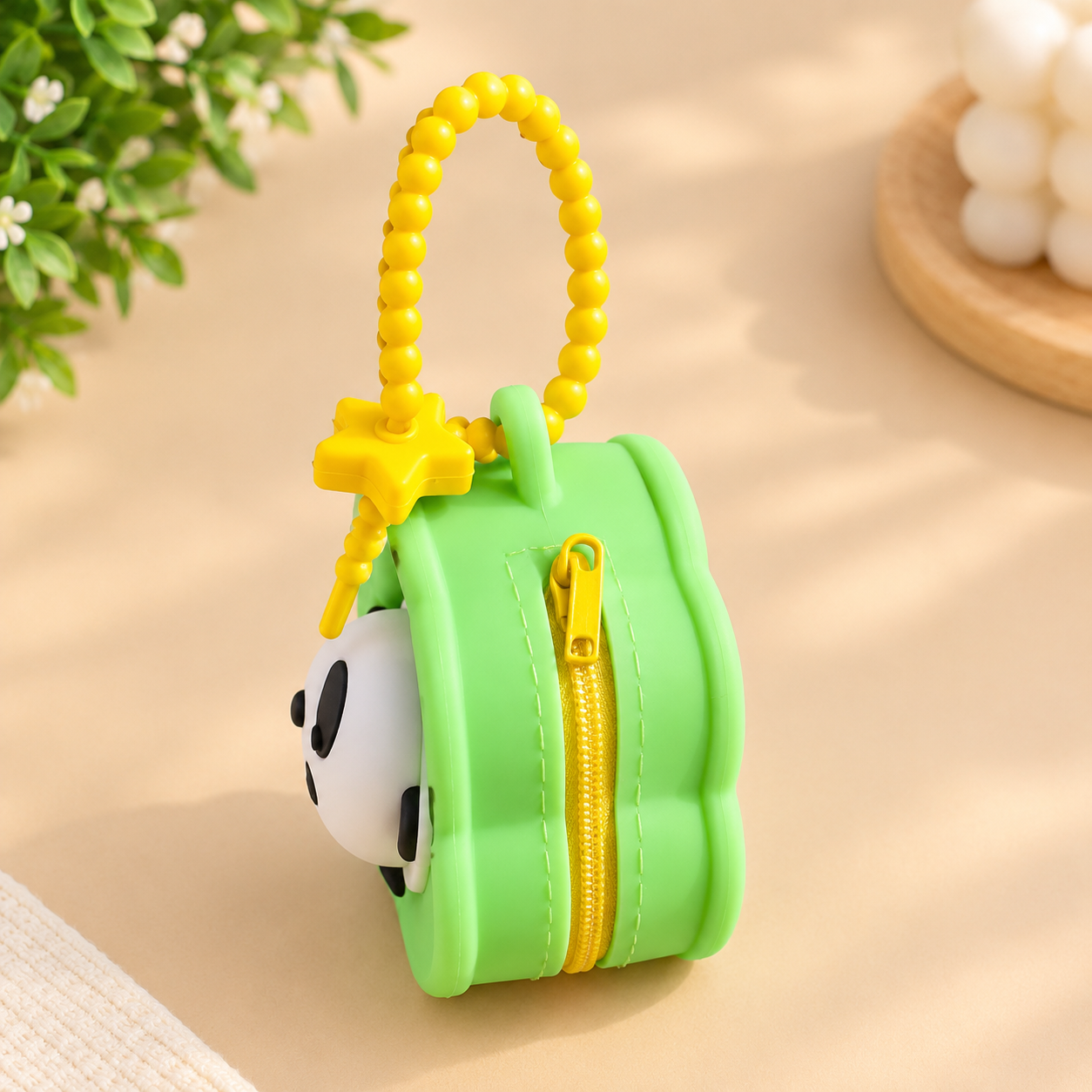 Panda Mini Pouch with Beaded Handle & Zipper – Cute Kids’ Coin & Accessory Pouch