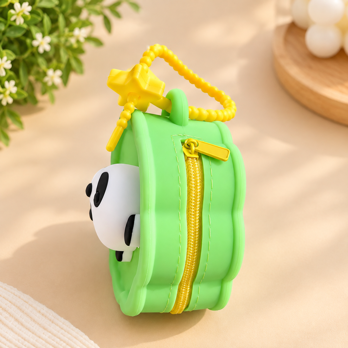 Panda Mini Pouch with Beaded Handle & Zipper – Cute Kids’ Coin & Accessory Pouch