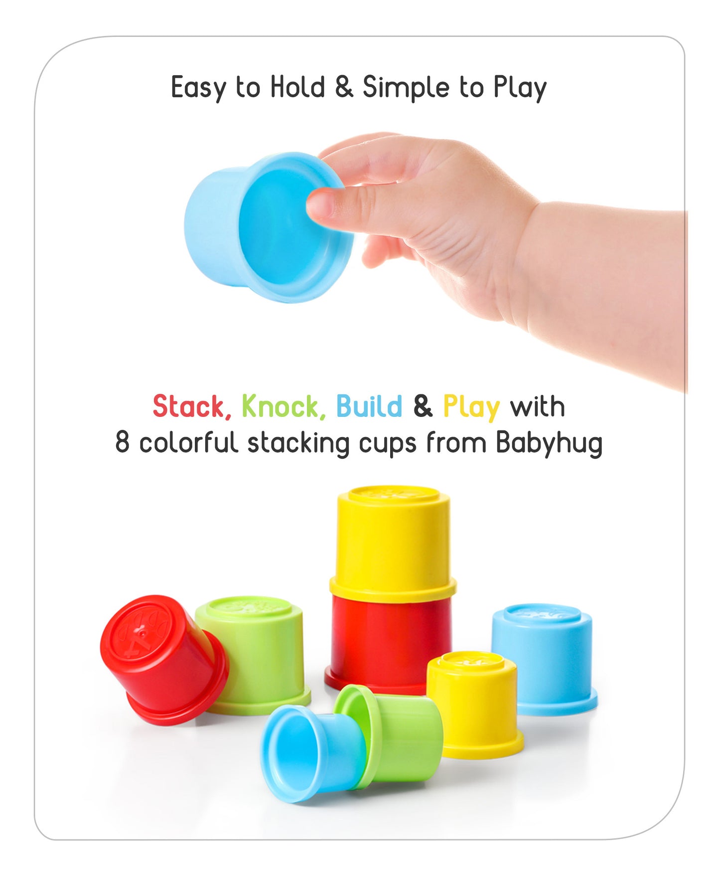 Colorful Stacking and Nesting Cups by BabyJoy – 8 Pieces